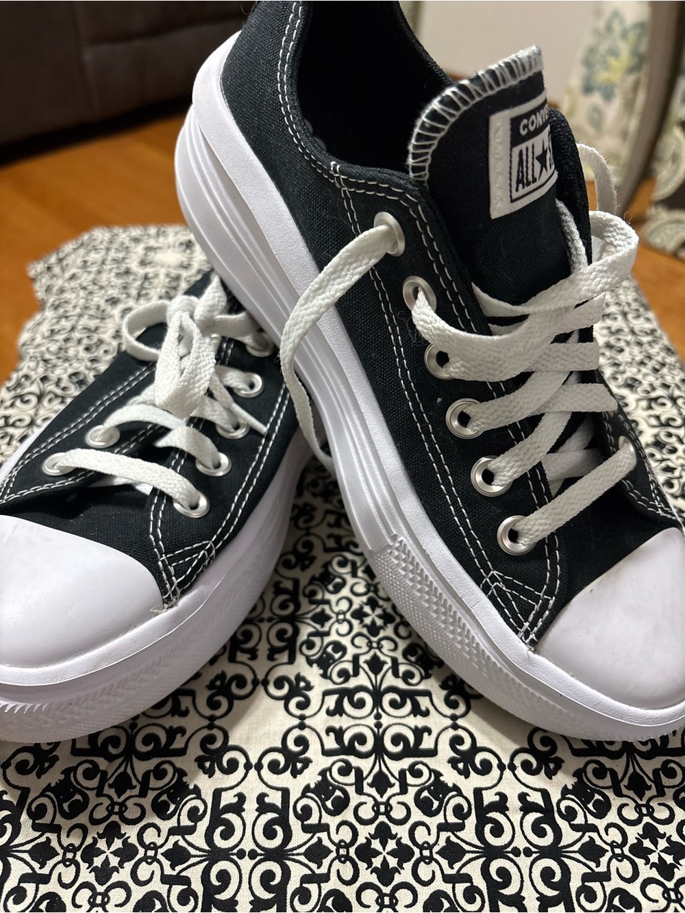 Converse Black and White Low-Top Platform Canvas Sneakers